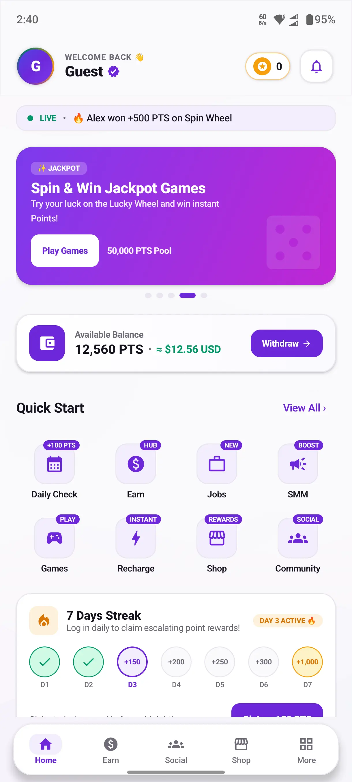 Rewerse Mobile App Home